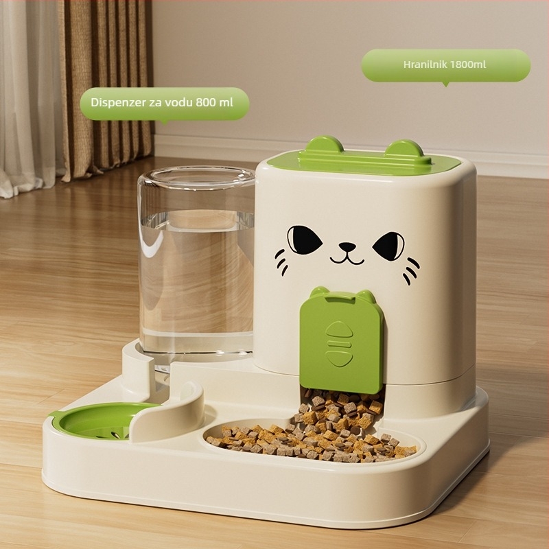 Automatska hranilica za mačke s dozatorom vode — sve-u-jednom, PP materijal, za mačke, 1 kom.