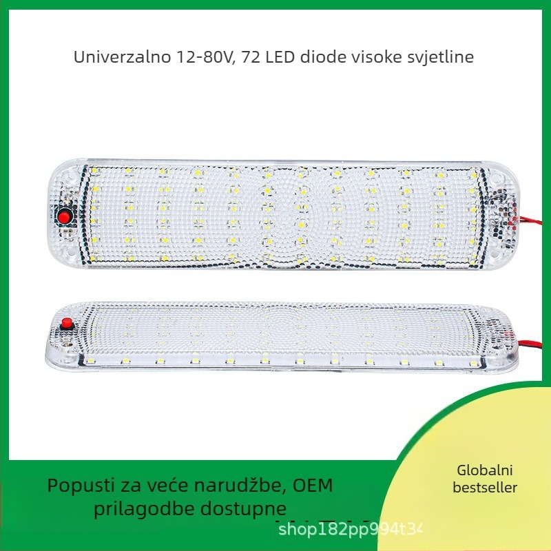 RV unutarnji LED panel rasvjete, tanak i jako svijetao za čitanje i kabinski krov, 12W, 12-80V, 800 lm, 6500K, 100000 h