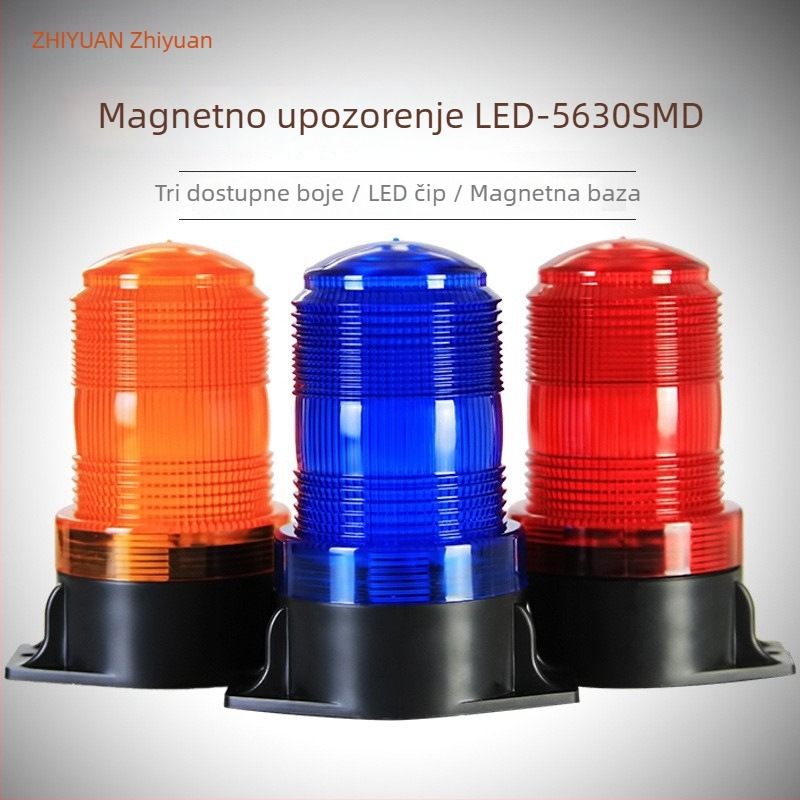 LED magnetsko svjetlo za upozorenje za vozila, za viličare i prometnu opremu, DC12V/DC24V, PC sjenilo + ABS baza, mogućnost prilagodbe