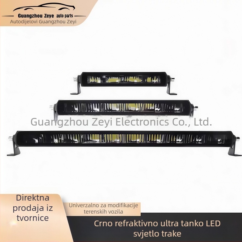 Crne LED trake za off-road vozila, ultra-tanke, LED rasvjet s refrakcijom za prednji branik, krov i rešetku, 6000K, univerzalno