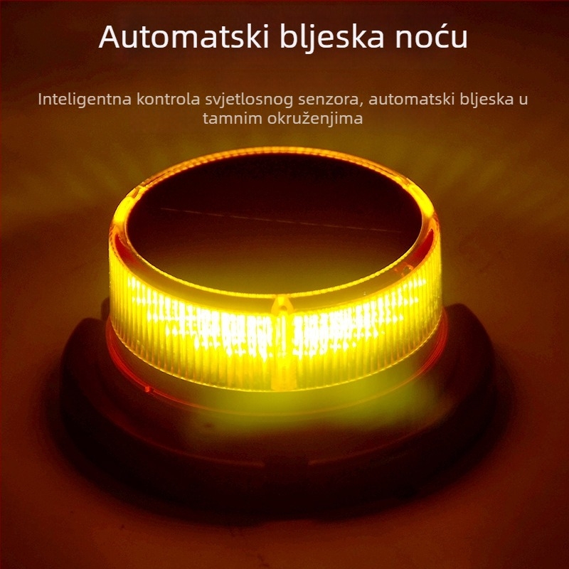 LED svjetlo za krov automobila – solarno napajanje, magnetsko pričvršćivanje, rotirajući strob, prometno upozoravajuće svjetlo, dimenzije 11×6.8×15 cm, univerzalna kompatibilnost vozila