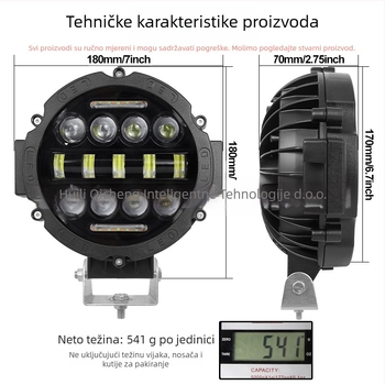 LED radna svjetiljka za terenska vozila — 75W15LED, 24V, 2970LM, LED 3030, aluminijska konstrukcija