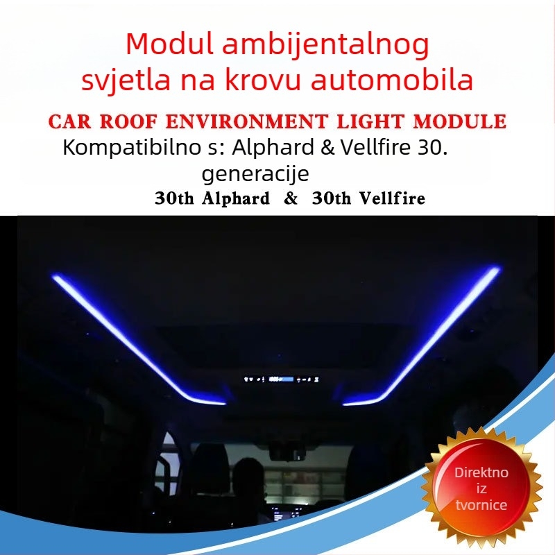 Modul plafonske ambijentalne rasvjete za Alphard/Vellfire 30. seriju, automatska promjena boje, uvijek uključen