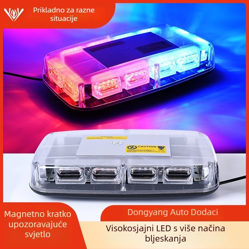 Automobilska upozoravajuća strob svjetiljka s 48 LED, magnetsko ugradnja na krovu, 12-24V DC, model 823A-48LED