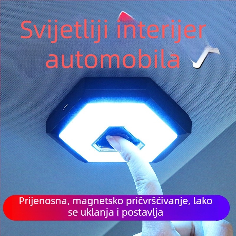 Unutarnje LED svjetlo za automobil, lampica za čitanje u obliku dijamanta, ABS+LED, 2W, 5V, 1.5A, univerzalna kompatibilnost
