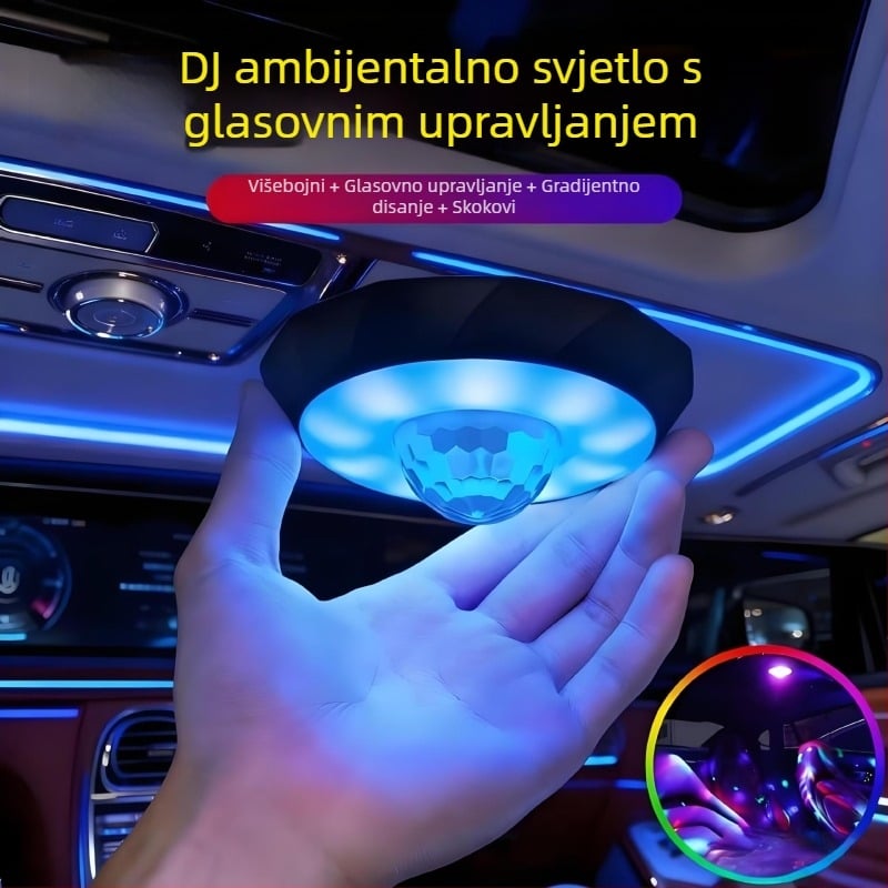 DJ atmosfera svjetlo za automobil, univerzalno LED disko lasersko svjetlo, 10W, 4.5V, montaža na strop ljepilom