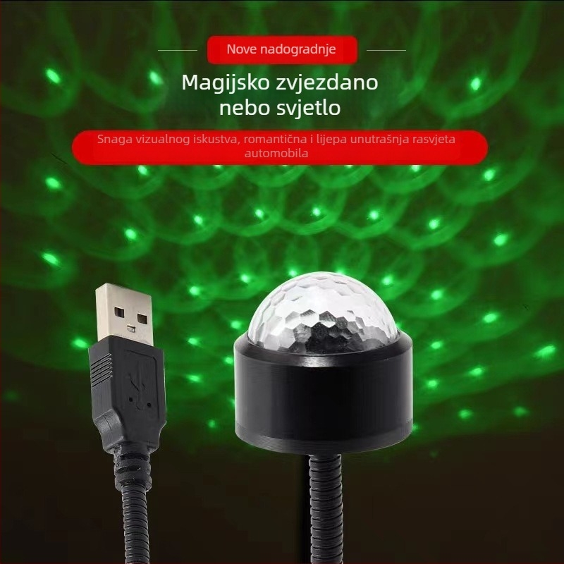 LED automobilsko krovno svjetlo s glasovnim upravljanjem i višebojnom rasvjetom (5V, 0.1W, 2A, vijek trajanja 71000 h)