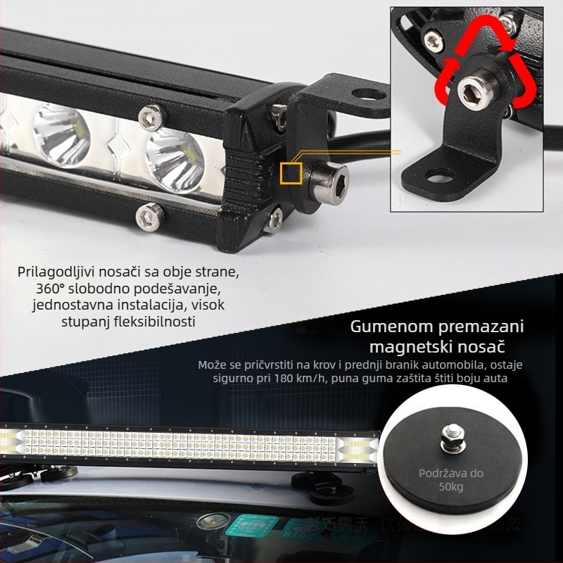 LED svjetlo za krov s dugim redom za kamione i terenska vozila, 12-60V, 200W, 5000-7000 lm, IP68