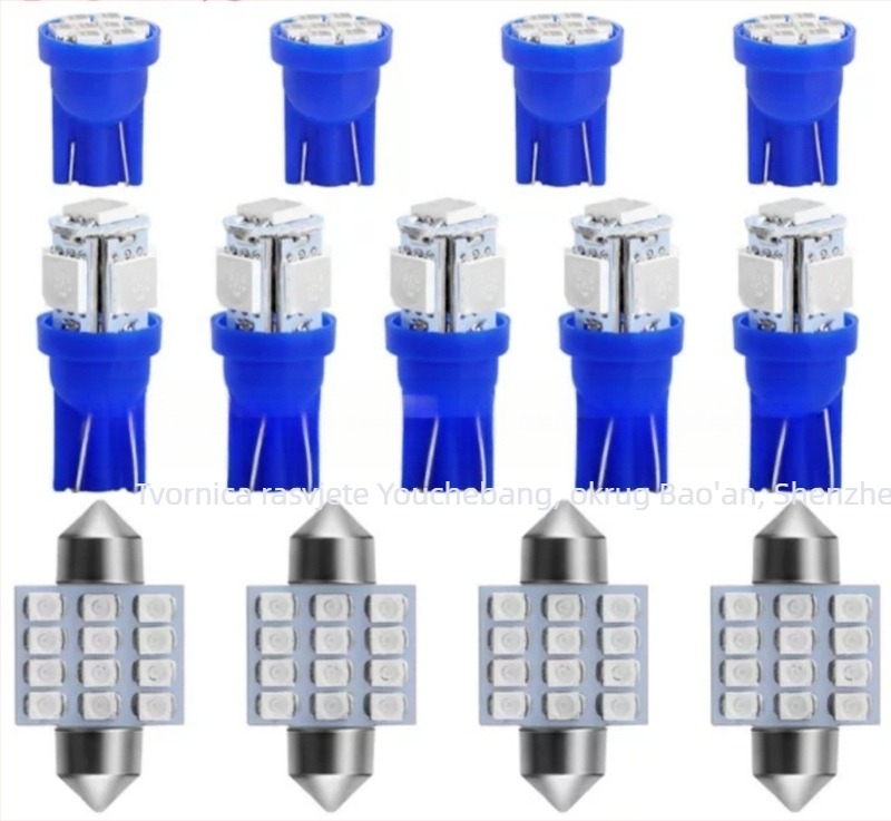 13-dijelni LED set za auto – unutarnje svjetlo za čitanje, osvjetljenje kabine i svjetlo za registracijsku pločicu, 12 SMD 1206
