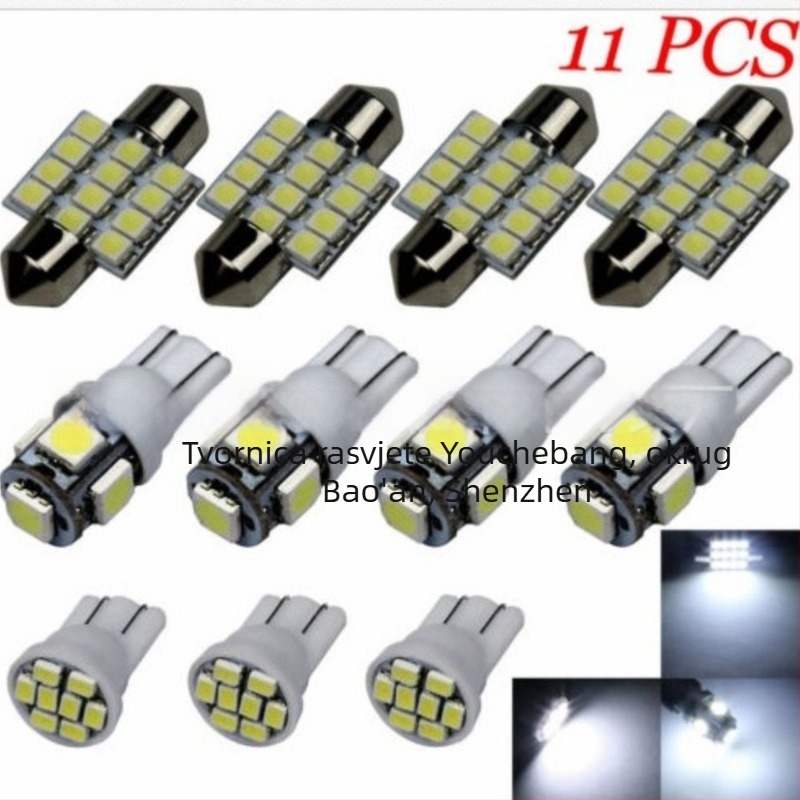 13-dijelni LED set za auto – unutarnje svjetlo za čitanje, osvjetljenje kabine i svjetlo za registracijsku pločicu, 12 SMD 1206