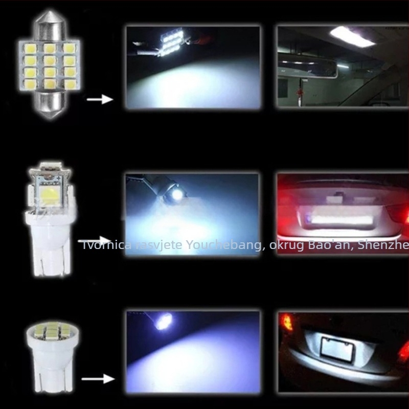 13-dijelni LED set za auto – unutarnje svjetlo za čitanje, osvjetljenje kabine i svjetlo za registracijsku pločicu, 12 SMD 1206