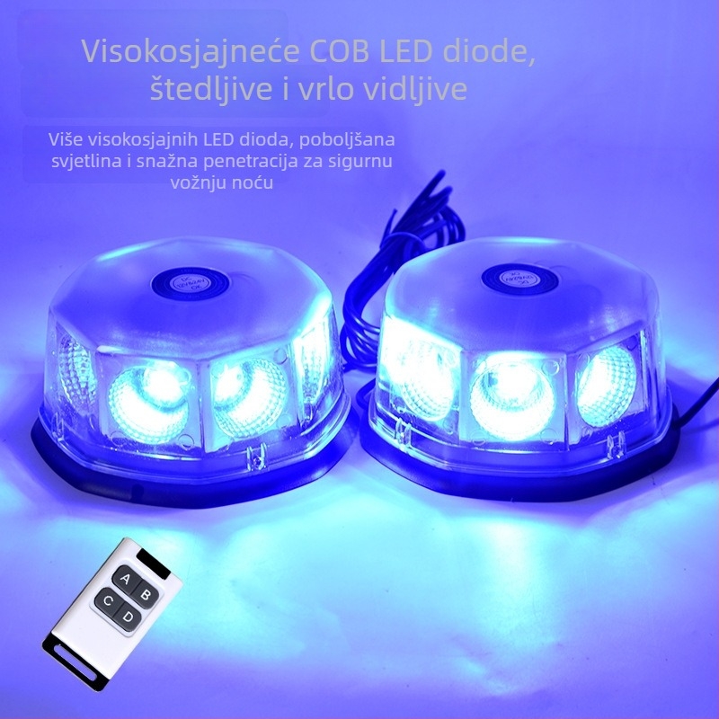 Automobilska LED strobe svjetiljka za krov s jakim magnetskim nosačem, dvostruki glavi, 12-24V, 40W, Model 01