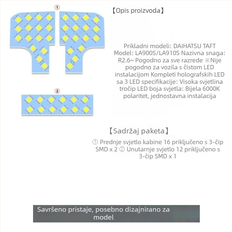 LED svjetlo za krov auta LA900S/LA910S — 12V, 24W, 5000 lm, vijek trajanja 20000 h