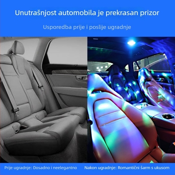 Automobilsko ambijentalno svjetlo s glasovno aktiviranim ritmičkim treperenjem, bežično svjetlo za čitanje i šarena unutarnja atmosfera