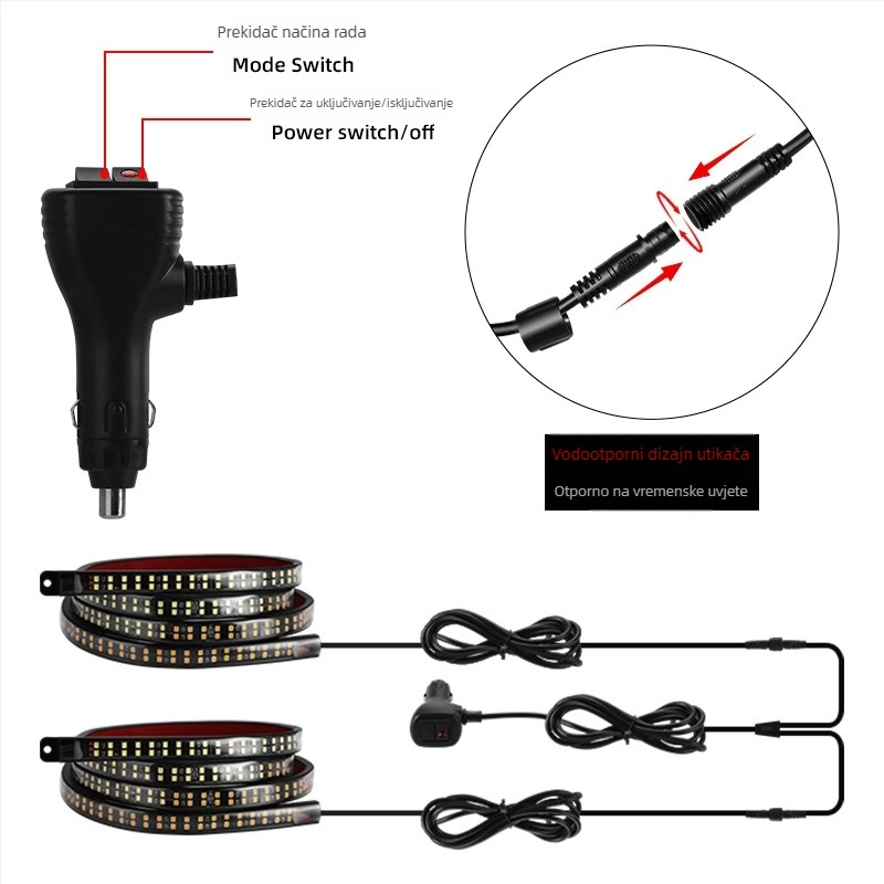 12V stražnje upozoravajuće svjetlo za auto, bočno svjetlo kamiona, dvostruki red LED, svjetlo pedale i rub vrata za pikap