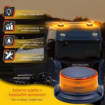 Solarna noćna upozoravajuća svjetlost s jakim magnetskim LED stropnim strobom, namijenjena tornjevima dizalica i velikim kamionima