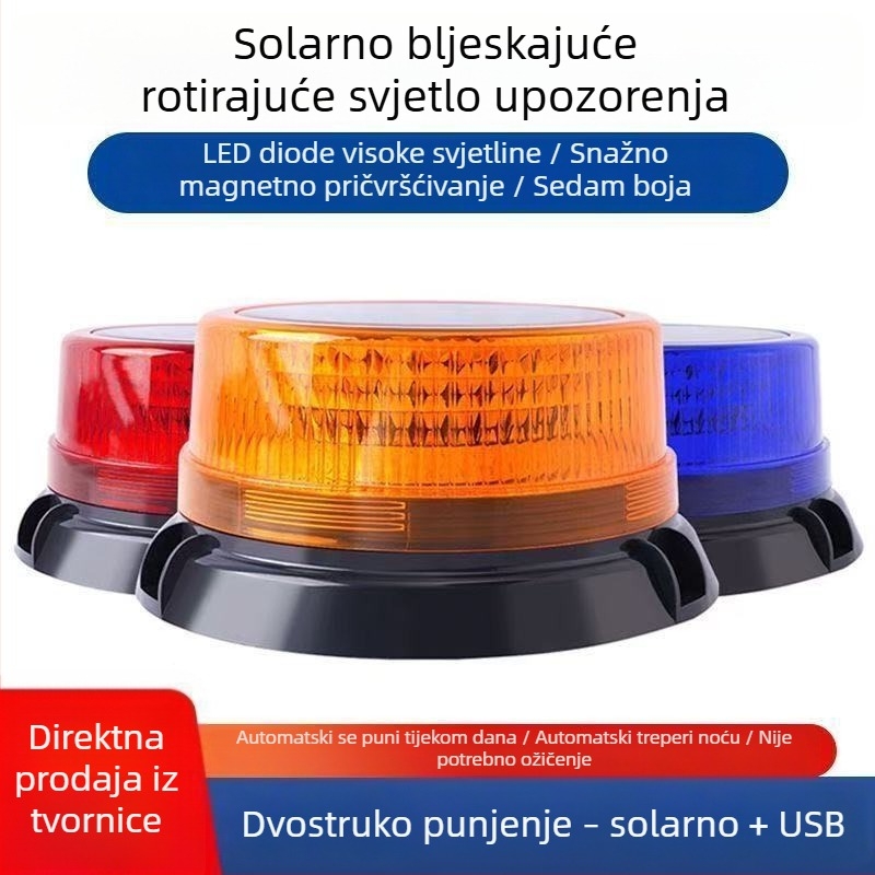 Solarna noćna upozoravajuća svjetlost s jakim magnetskim LED stropnim strobom, namijenjena tornjevima dizalica i velikim kamionima