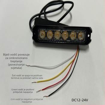 Kamionske bočne LED svjetla, 6 LED, visoka svjetlina, aluminijsko kućište (6W, 12–24V, 1.5A, Model 6LED)