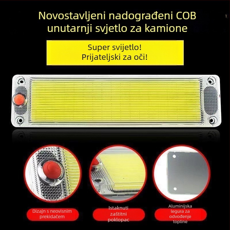 LED krova svjetiljka za vozila – 12-85V, 12-50W, aluminijski COB podlog, model: 54/64/87/108 LED, kompatibilno s automobilima i teškim kamionima