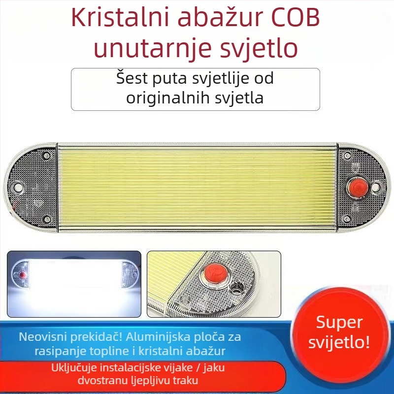 LED krova svjetiljka za vozila – 12-85V, 12-50W, aluminijski COB podlog, model: 54/64/87/108 LED, kompatibilno s automobilima i teškim kamionima