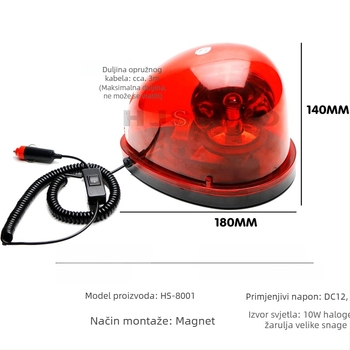 LED svjetlo za krovu signalizaciju s rotirajućim spiralnim dizajnom, za automobil, 12V–24V