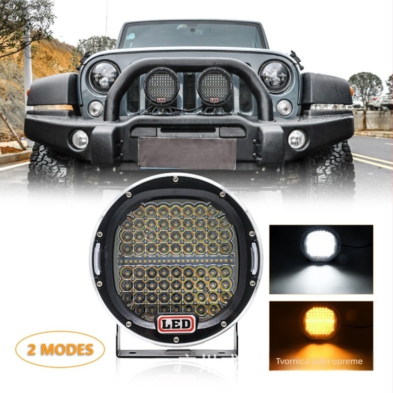 7-inčni LED reflektor širokog snopa za off-road vozila — dvobojno bijelo/žuto LED svjetlo za prednji branik kamiona