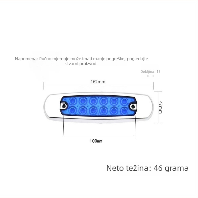 12 LED bočne svjetiljke za kamion s blještavim elektroplatiranim završetkom, od nehrđajućeg čelika za kamione i prikolice