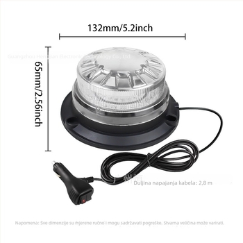 Upozoravajuće LED svjetlo za vozila – višebojni signala strobe, krova rasvjeta, 9-30V, 24W, 1A (Model: Solarne lampe)