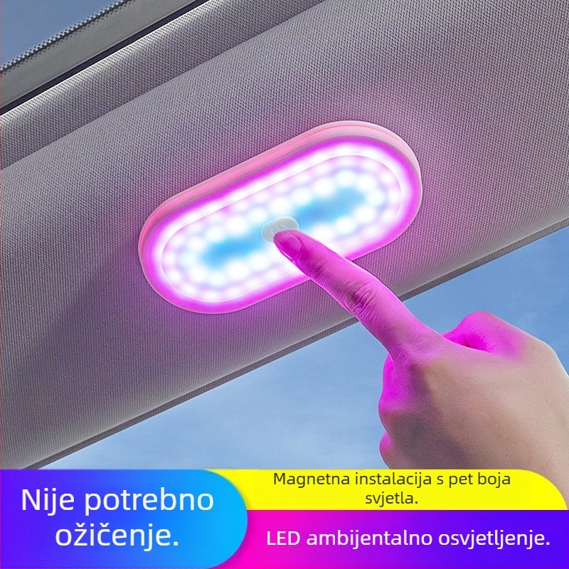 Unutarnja LED svjetiljka za automobil za čitanje i ambijentalno osvjetljenje, magnetsko pričvršćivanje na stražnju sjedalu, svjetlo krova prtljažnika