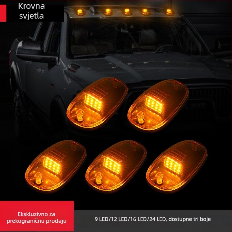 LED svjetlo na krovu vozila – 12/16 LED, SKD01 široki kut, upozoravajuće žuto svjetlo, za kamione i pickup vozila