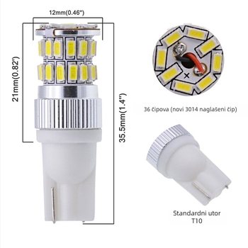 LED svjetlo za krov automobila – model T10-36SMD, 3014 SMD, 36W, 10-30V, 400 lm
