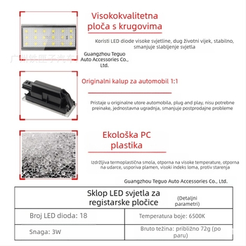 LED svjetlo za registarsku pločicu kompatibilno s Renault Clio i Renault Megane Master Laguna II