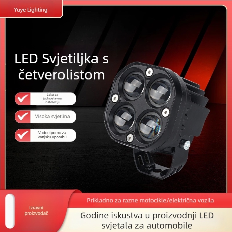 LED reflektor za automobil i motocikl s lećom četverolisne deteline – LED, 18W, 12-80V, 4000 lm, IP67