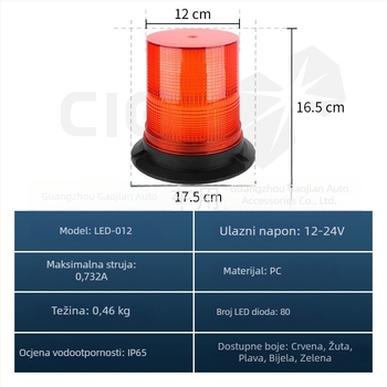LED-012 Strob svjetlo za krovnu montažu, za viljuškare i građevinska vozila, 12-24V, 40W, 1760 lm, 50 000 h
