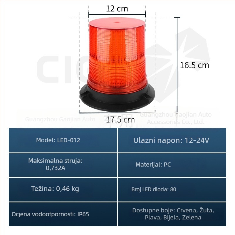 LED-012 Strob svjetlo za krovnu montažu, za viljuškare i građevinska vozila, 12-24V, 40W, 1760 lm, 50 000 h