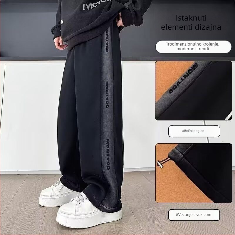 Muške hlače s ravnim krojem od baršuna, tkanina Cupro vlakna, debela tkanina, japanski retro stil, proljeće 2024