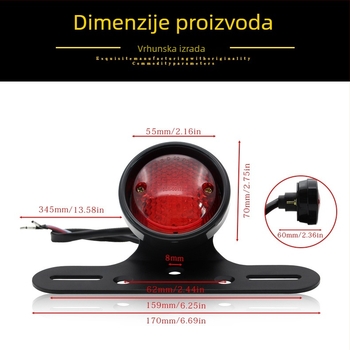 Zadnje svjetlo za motocikl - Retro LED okruglo svjetlo, 10W, 12V LED