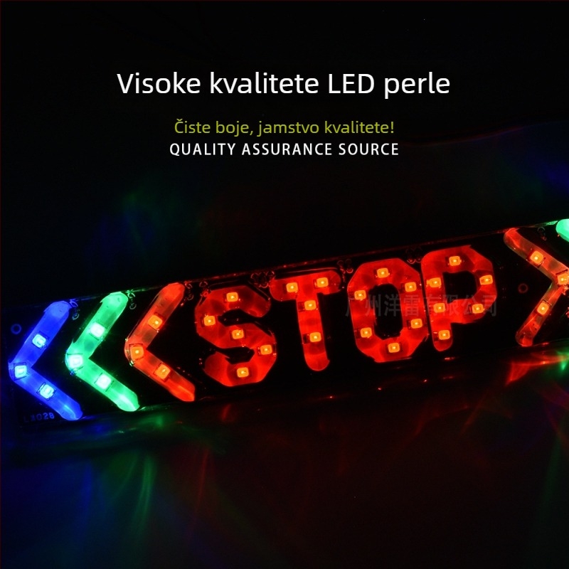 LED stražnja svjetiljka za motocikl s kočnicom, pokazivačem smjera i osvjetljenjem registarske pločice – STOP model, univerzalna kompatibilnost