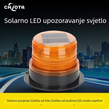 Solarna automobilska lampica za upozoravanje s LED-om, noćno treptanje, snažno magnetsko pričvršćivanje na krovu (12-24V, ABS)