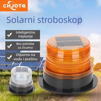 Solarna automobilska lampica za upozoravanje s LED-om, noćno treptanje, snažno magnetsko pričvršćivanje na krovu (12-24V, ABS)