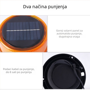 Upozoravajuće svjetlo na vozilu s solarnim napajanjem i magnetnim krovnim nosačem, model JSD07-1, 5V, 1.5W, za školske autobuse, inženjerska vozila, patrolna i prijevozna vozila