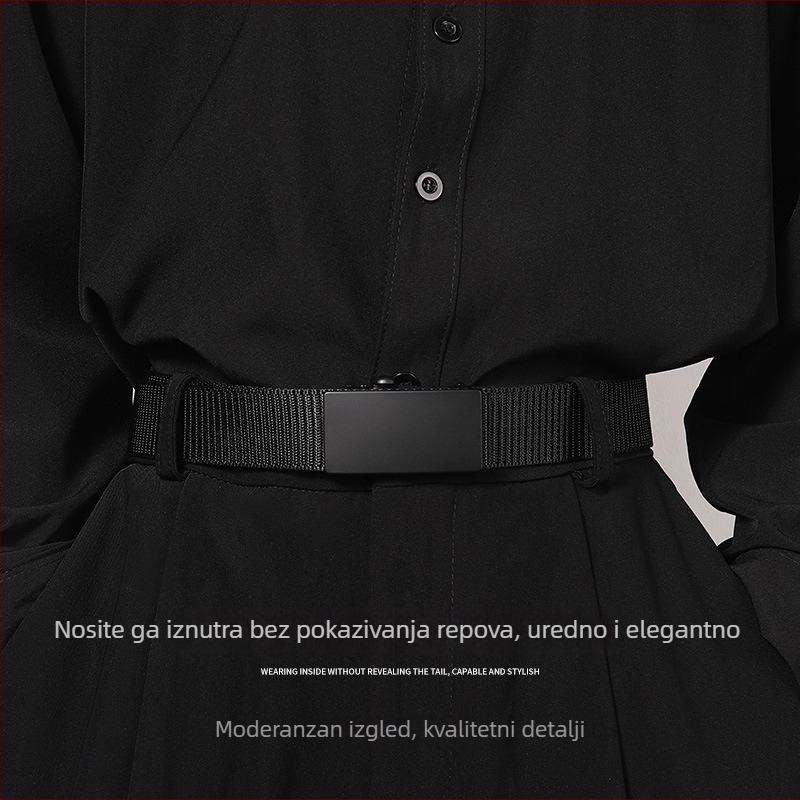 Najlonski platneni pojas s automatskom kopčom bez zubi, za muškarce, ležerni stil, moderno za mlade