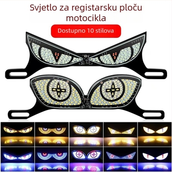 Svjetlo za registarsku pločicu motocikla sa vijcima – trokutasti polukružni treptajući dizajn demon očiju, univerzalni dekorativni dodatak za auto