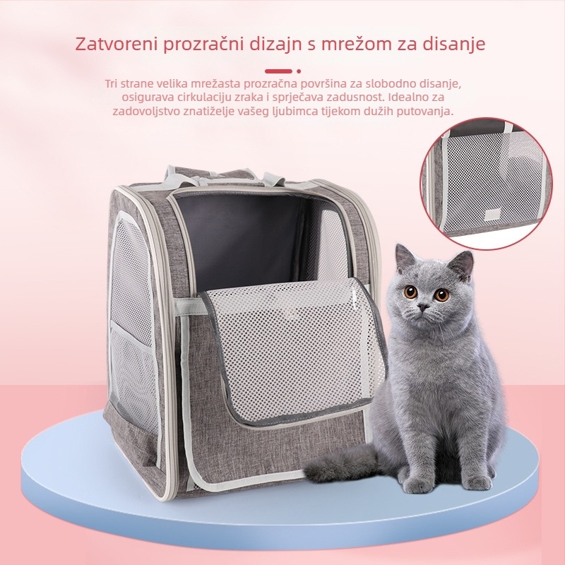 Ruksak za nošenje mačaka - Oxford materijal, kapacitet 43, sklopiv, prenosan, jednofarbni uzorak
