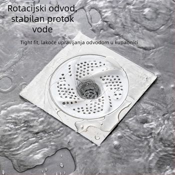 Filtrni poklopac odvodnog kanala u kupaonici s dizajnom vrtloga — za dlake, protiv začepljenja, protiv insekata