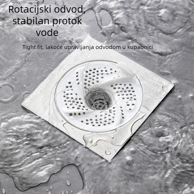 Filtrni poklopac odvodnog kanala u kupaonici s dizajnom vrtloga — za dlake, protiv začepljenja, protiv insekata