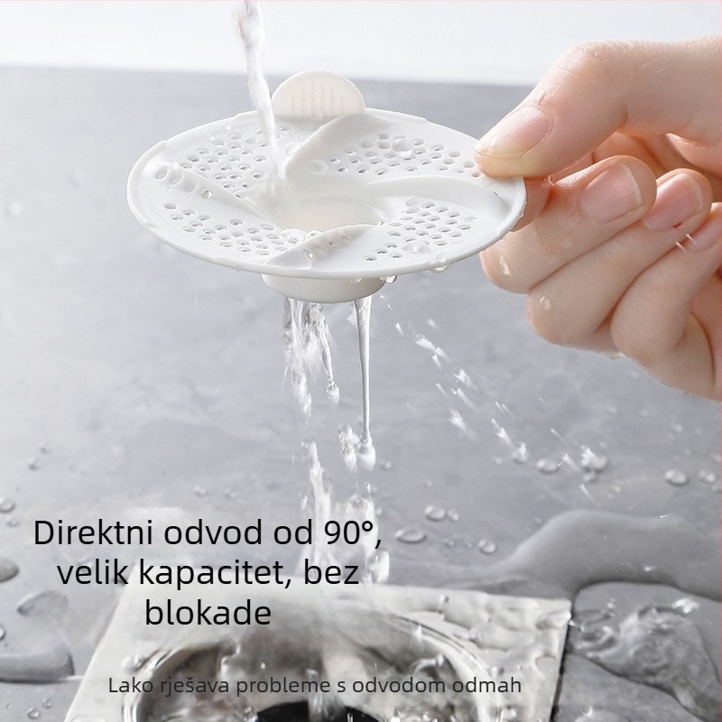 Filtrni poklopac odvodnog kanala u kupaonici s dizajnom vrtloga — za dlake, protiv začepljenja, protiv insekata