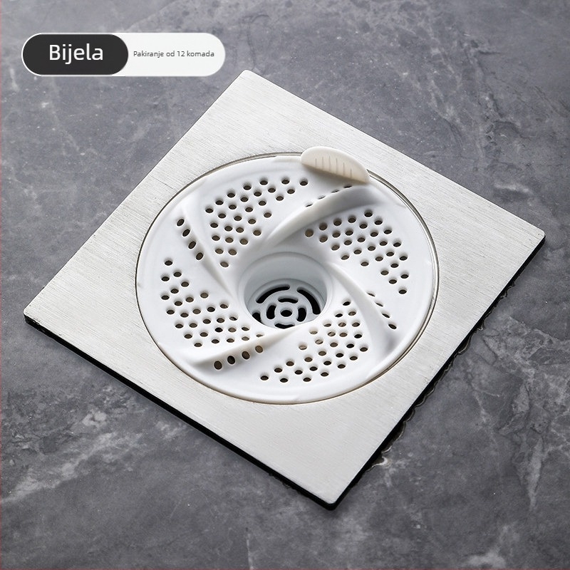 Filtrni poklopac odvodnog kanala u kupaonici s dizajnom vrtloga — za dlake, protiv začepljenja, protiv insekata