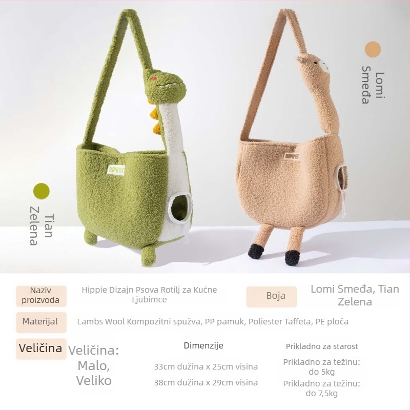 Torba za mačke - Hippie dog, podstava od ovčje vune s kompozitnom pjenom, kapacitet 5–7,5 kg, životinjski uzorak