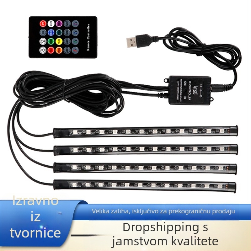 Unutarnje LED rasvjetu automobil USB RGB, dišući LED za prostor ispod nogu uz glazbeni ritam